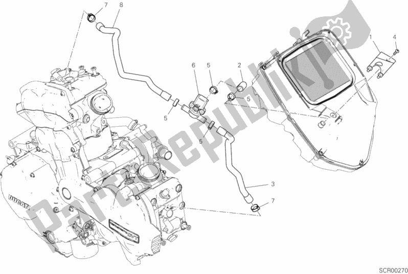 All parts for the Secondary Air System of the Ducati Multistrada 1260 ABS Brasil 2018